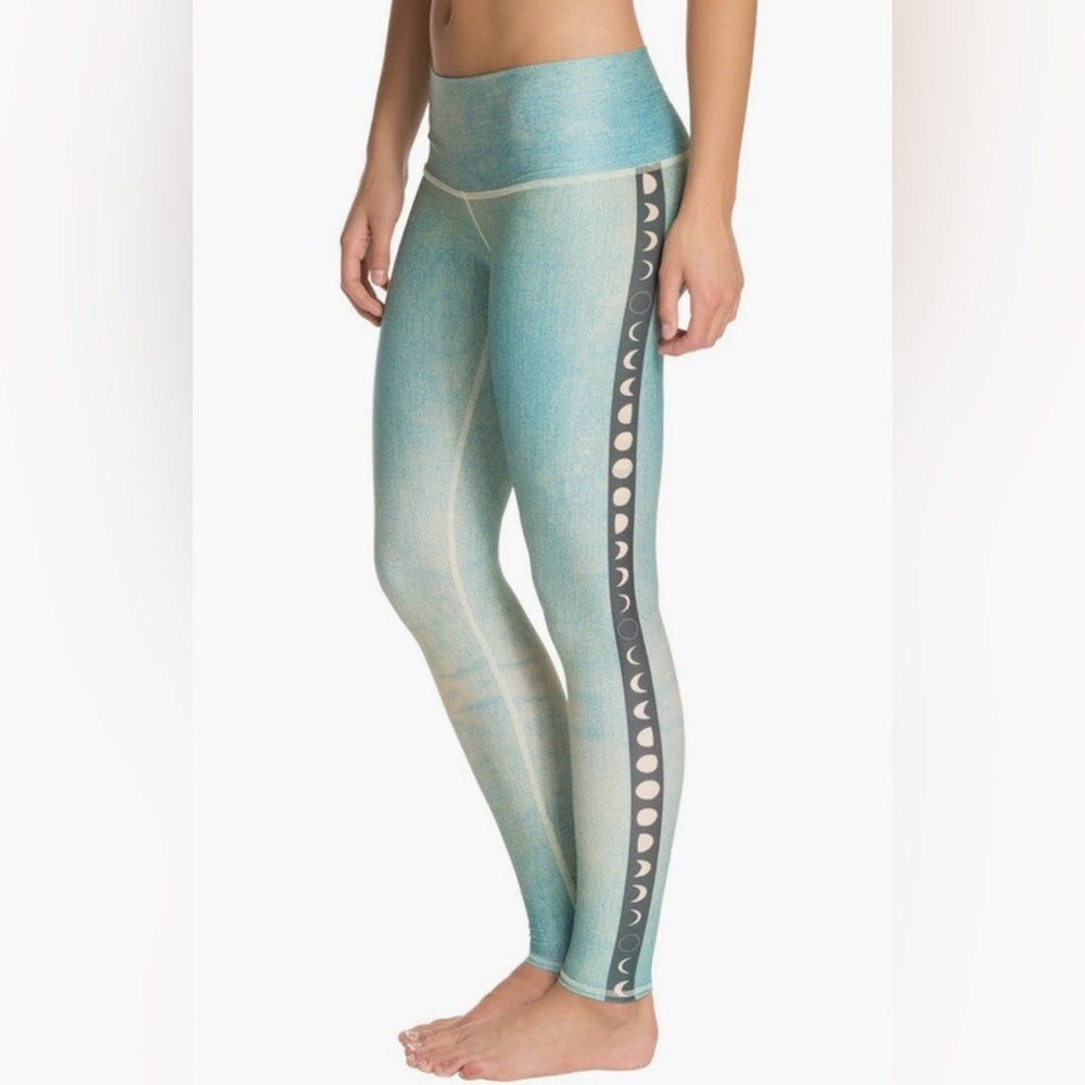 Teeki Green Leggings with Moon and White Accents xs
